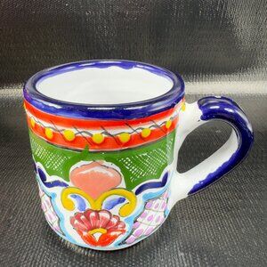 Mexican Pottery Coffee Mug Cup Talavera Lead Free Hand Made Multicolored Mug Cup